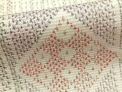 平和屋着物▽上質な紬 単衣 幾何学文様 正絹 逸品 AABC0536fy