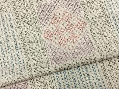 平和屋着物▽上質な紬 単衣 幾何学文様 正絹 逸品 AABC0536fy