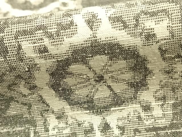 平和屋着物▽上質な紬 単衣 吉祥花文 正絹 逸品 AABC0538fy