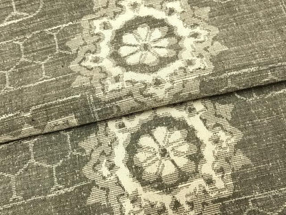 平和屋着物▽上質な紬 単衣 吉祥花文 正絹 逸品 AABC0538fy