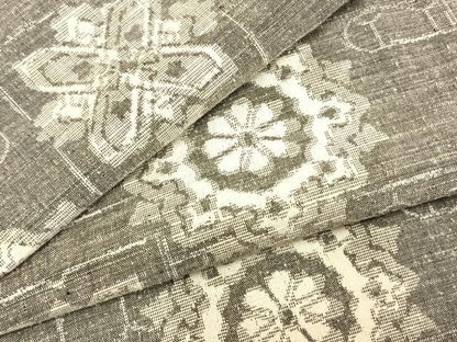 平和屋着物▽上質な紬 単衣 吉祥花文 正絹 逸品 AABC0538fy