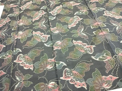 平和屋着物▽上質な紬 単衣 舞蝶文 正絹 逸品 未使用 AABC0539fy