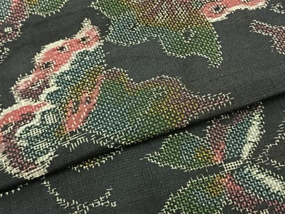平和屋着物▽上質な紬 単衣 舞蝶文 正絹 逸品 未使用 AABC0539fy
