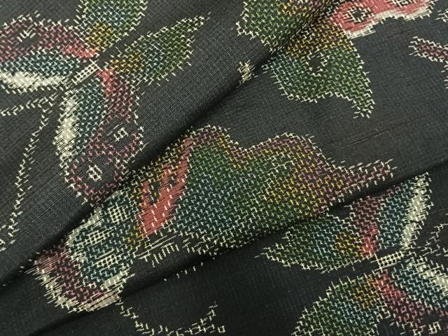 平和屋着物▽上質な紬 単衣 舞蝶文 正絹 逸品 未使用 AABC0539fy