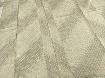 平和屋着物▽上質な紬　単衣　斜縞　正絹　逸品　AABC0541fy