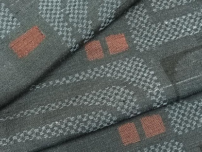 平和屋着物▽上質な紬 単衣 幾何学文様 正絹 逸品 AABC0543fy