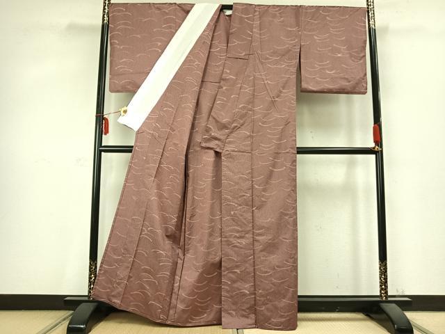 平和屋着物▽本場大島紬 薩摩結城 単衣 芝文 正絹 逸品 AABC0547fy