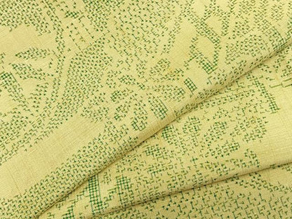 平和屋着物▽上質な紬　単衣　風景花文　正絹　逸品　未使用　AABC0549fy