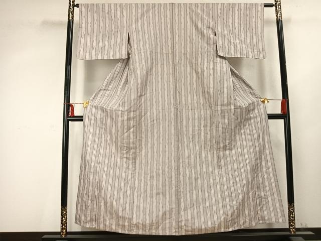 平和屋着物▽上質な紬 単衣 刺繍 間道 正絹 逸品 AABC0550fy