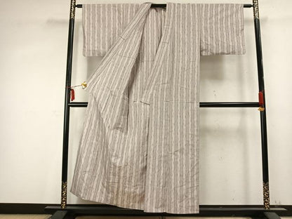 平和屋着物▽上質な紬 単衣 刺繍 間道 正絹 逸品 AABC0550fy
