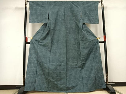 平和屋着物▽上質な紬 単衣 幾何学文様 正絹 逸品 未使用 AABC0551fy