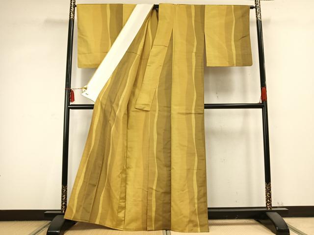 平和屋着物▽上質な紬 単衣 変わり間道 三越扱い 正絹 逸品 AABC0552fy