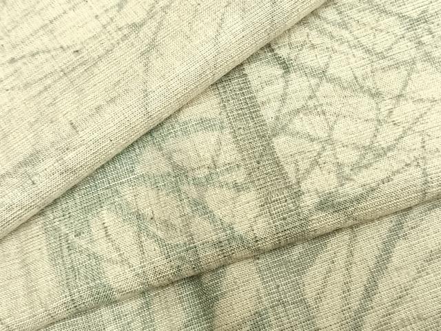 平和屋着物▽上質な紬 単衣 樹林文 正絹 逸品 AABC0553fy