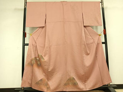 平和屋着物▽訪問着　単衣　刺繍　風景文　金銀彩　正絹　逸品　AABC0559fy