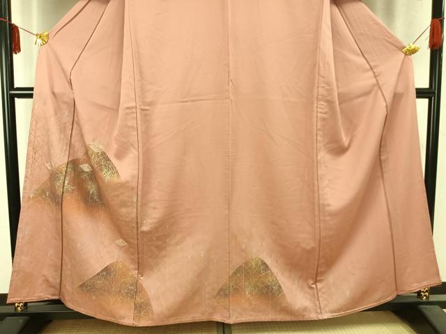 平和屋着物▽訪問着　単衣　刺繍　風景文　金銀彩　正絹　逸品　AABC0559fy