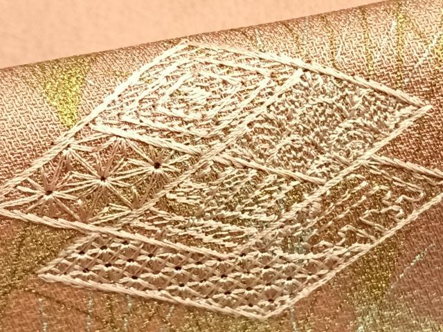 平和屋着物▽訪問着　単衣　刺繍　風景文　金銀彩　正絹　逸品　AABC0559fy