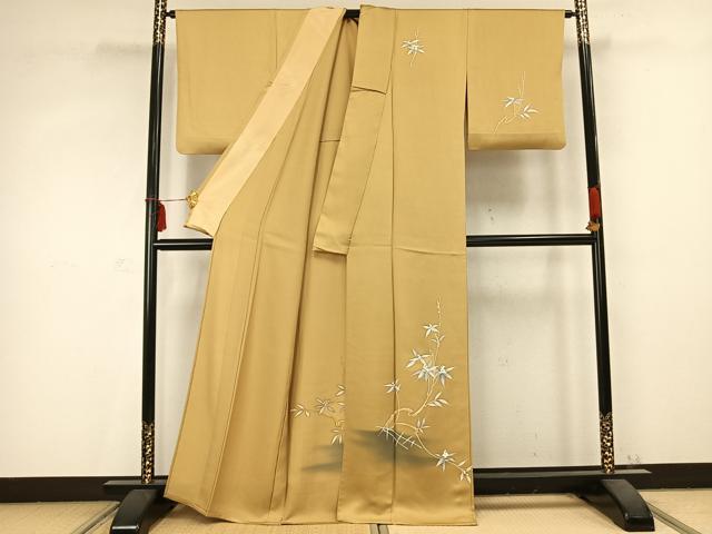 平和屋着物▽訪問着　単衣　刺繍　枝花文　暈し染め　正絹　逸品　AABC0562fy