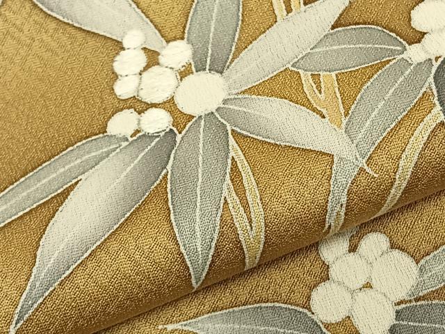 平和屋着物▽訪問着　単衣　刺繍　枝花文　暈し染め　正絹　逸品　AABC0562fy