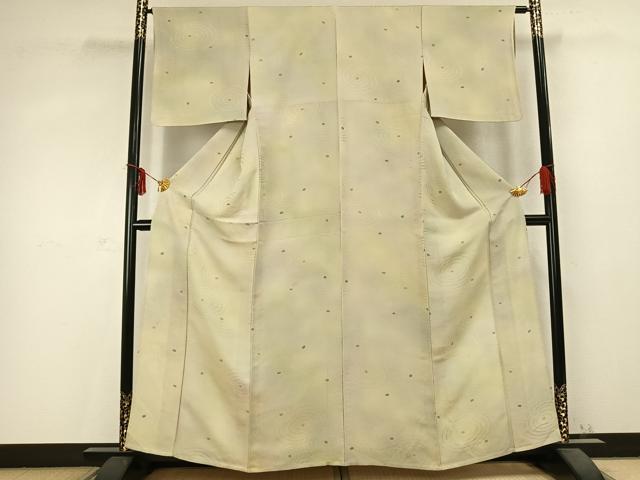 平和屋着物▽上質な小紋 単衣 渦巻き文 正絹 逸品 AABC0563fy
