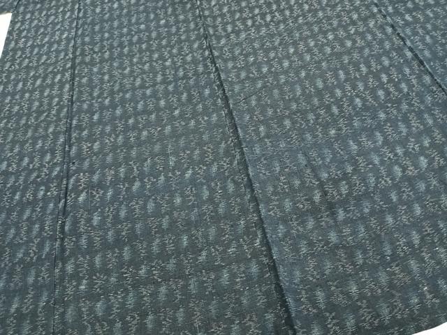 平和屋着物▽上質な紬 単衣 幾何学文様 正絹 逸品 AABC0568fy