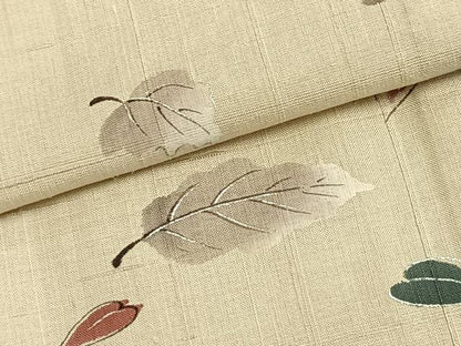 平和屋着物▽訪問着 単衣 紬地 舞葉文 銀彩 正絹 逸品 AABC0569fy