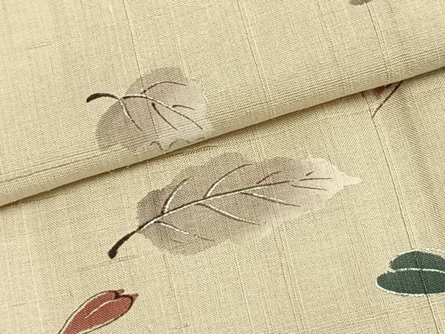 平和屋着物▽訪問着 単衣 紬地 舞葉文 銀彩 正絹 逸品 AABC0569fy