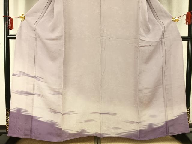 平和屋着物▽訪問着 単衣 雲取り枝花文 暈し染め 正絹 逸品 AABC0570fy