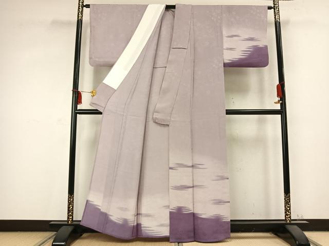 平和屋着物▽訪問着 単衣 雲取り枝花文 暈し染め 正絹 逸品 AABC0570fy