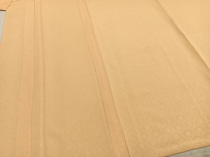平和屋着物▽上質な色無地 単衣 幾何学花地紋 杏色 正絹 逸品 未使用 AABC0571fy