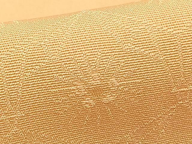 平和屋着物▽上質な色無地 単衣 幾何学花地紋 杏色 正絹 逸品 未使用 AABC0571fy