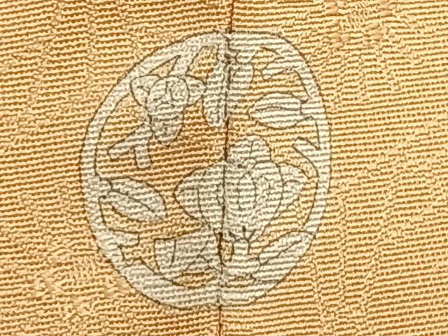 平和屋着物▽上質な色無地 単衣 幾何学花地紋 杏色 正絹 逸品 未使用 AABC0571fy