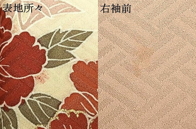 平和屋着物▽訪問着 単衣 草花文 金彩 正絹 逸品 AABC0572fy
