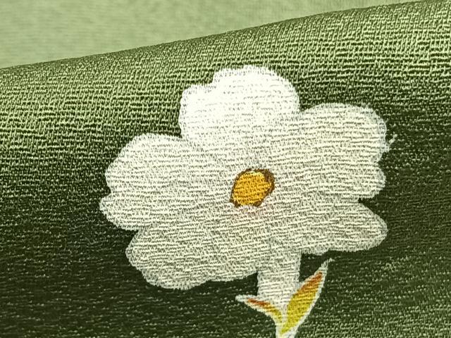 平和屋着物▽訪問着　単衣　枝花文　暈し染め　金彩　正絹　逸品　AABC0573fy
