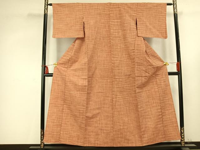 平和屋着物▽上質な紬　単衣　格子　正絹　逸品　AABC0576fy
