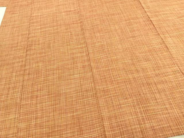 平和屋着物▽上質な紬　単衣　格子　正絹　逸品　AABC0576fy