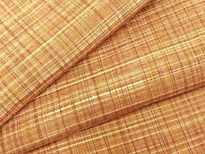 平和屋着物▽上質な紬　単衣　格子　正絹　逸品　AABC0576fy