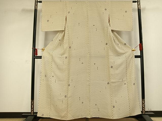 平和屋着物▽上質な小紋 単衣 立涌丸文 正絹 逸品 AABC0581fy