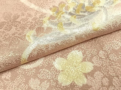 平和屋着物▽上質な小紋 単衣 花唐草文 暈し染め ロング丈 正絹 逸品 AABC0582fy