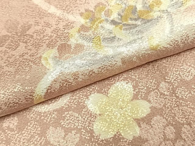 平和屋着物▽上質な小紋 単衣 花唐草文 暈し染め ロング丈 正絹 逸品 AABC0582fy