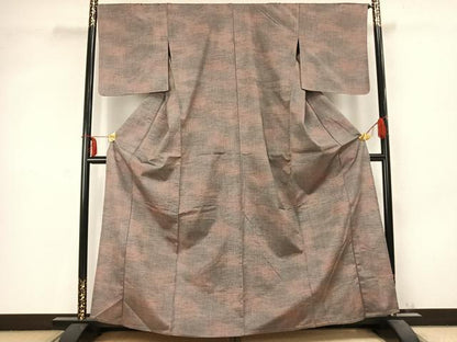 平和屋着物▽上質な紬 単衣 縞 正絹 逸品 AABC0583fy