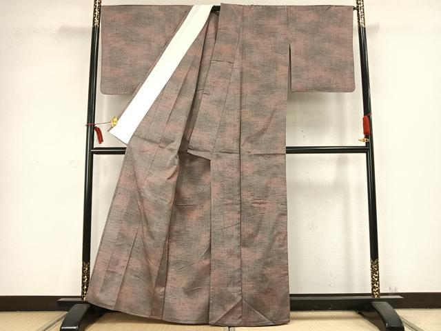 平和屋着物▽上質な紬 単衣 縞 正絹 逸品 AABC0583fy