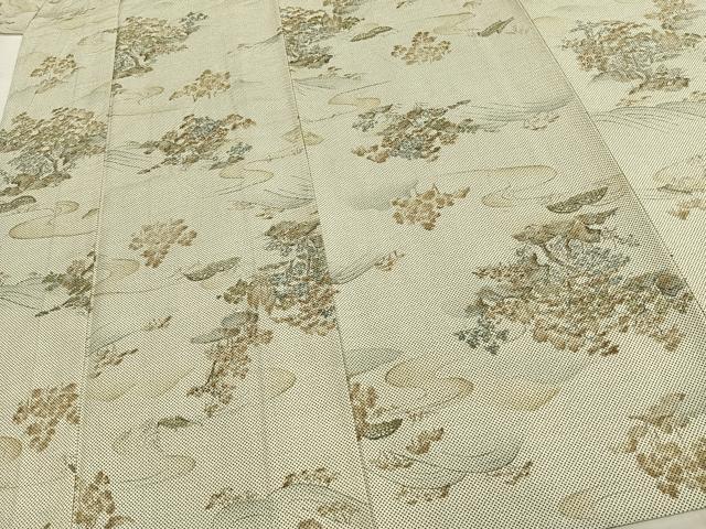 平和屋着物▽上質な紬 単衣 樹林文 正絹 逸品 AABC0585fy