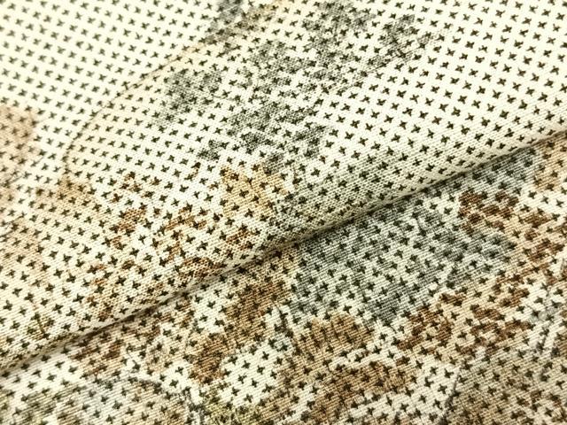 平和屋着物▽上質な紬 単衣 樹林文 正絹 逸品 AABC0585fy