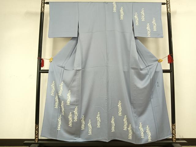 平和屋着物▽訪問着 単衣 作家物 草花文 正絹 逸品 AABC0588fy