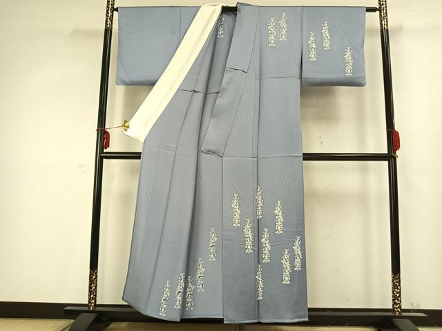 平和屋着物▽訪問着 単衣 作家物 草花文 正絹 逸品 AABC0588fy
