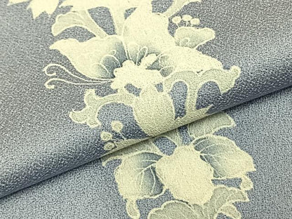 平和屋着物▽訪問着 単衣 作家物 草花文 正絹 逸品 AABC0588fy