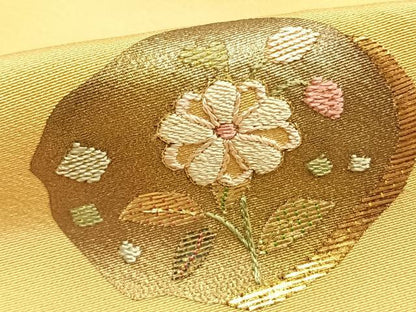 平和屋着物▽訪問着 単衣 刺繍 草花丸文 金糸 金彩 正絹 逸品 AABC0589fy