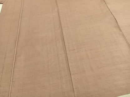 平和屋着物▽上質な紬 単衣 色無地 水柿色 正絹 逸品 AABC0592fy