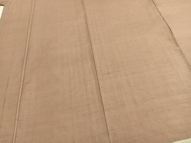 平和屋着物▽上質な紬 単衣 色無地 水柿色 正絹 逸品 AABC0592fy