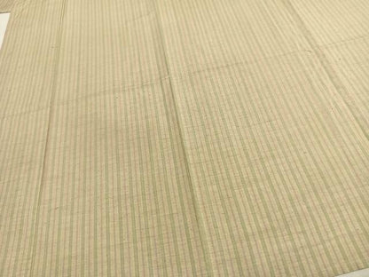 平和屋着物▽上質な紬　単衣　縞　正絹　逸品　AABC0593fy